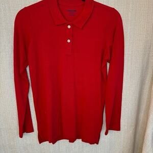 Lands' End NWOT girls red mesh long sleeve polo shirt size Large
